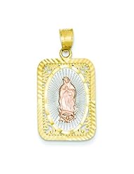 14K Tri Color Gold Our Lady Of Guadalupe Medal Charm