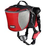 Cade Outdoor Hiking Camping Training Adjustable Dog Saddle-harness Bag Large Capacity Dog Backpack with Reflective Stripe (M, red)
