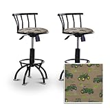2 John Deere Tractor Farm Black Adjustable Barstools