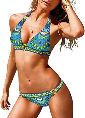 SaiDeng Womens Beachwear Bikini Women Summer Fit Slim Cool Swimsuit_Blue_L