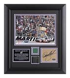 Denny Hamlin - 2008 Martinsville - Framed 8x10 Photograph with Autographed Card Race Used Tire Piece and Flag