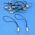 10 Silver Tone Black Cell Phone Charm Split Ring Strap