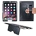 KHOMO iPad Pro Case - Black Zippered PU Folio Leather Executive Case with Removable Cover and Hand Strap Holder For Apple iPad Pro 12.9 Inch Tablet