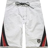 MOLOKAI Stripe Mens Boardshorts - White/Black/Red