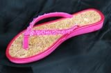 Womens Hot Pink BEADED Thong Flip Flop Sandals- Size M(7-8)