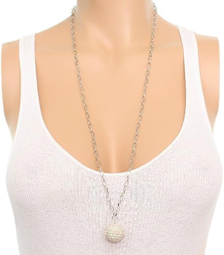 White Bead Iridescent Fireball Chain Necklace