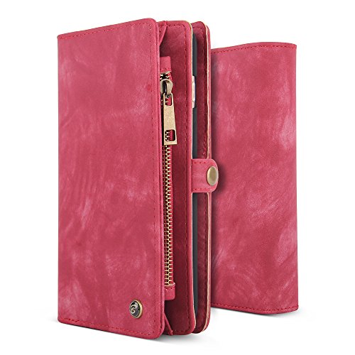 iPhone 7 Plus Wallet Case, BELK iP7 Plus Detachable Slim Luxury Leather Cover with Magnetic kickstand Folio Card Holder and Cash Pocket for Apple iPhone 7 Plus - 5.5 inch Big Screen, Retro Red