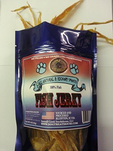 Fish Jerky, for Cats and Dogs, Sourced & Made in USA, Wild Caught, All Natural, Hickory Smoked