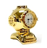 Gold Colored Diving Helmet Clock - Decorative Clock