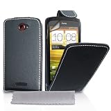 Mobile Madhouse TM HTC ONE S Accessoires Cuir Feuilleter Etui Coque Noir Avec Ecran Protecteur Et Tissu de Polissage Micro Fibre