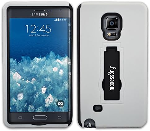 Maxessory Shield Series White Hard Back Rugged Armor Shell Hybrid Kickstand Cover for Samsung Galaxy Note Edge Case