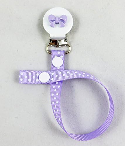 Girl's Polka Dot Pacifier Holder Clip (lavender)