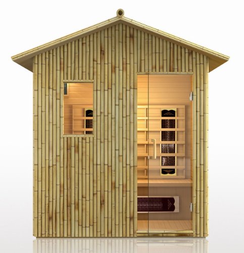 4 Man Outdoor Sauna Bamboo Ceramic Dry Heat far Infrared Detox New