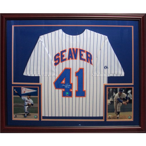Tom Seaver Autographed New York Mets (Pinstripe) Deluxe Framed Jersey