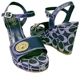 COACH RANA DENIM PLATFORM SIGNATURE WEDGES SHOES NEW