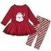 Puseky Baby Girl Christmas Santa Claus Long Sleeve Tutu Dress Shirt+Pants Outfit