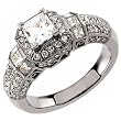 14K White Gold Vintage Style Diamond Engagement Ring (Center stone is not included)