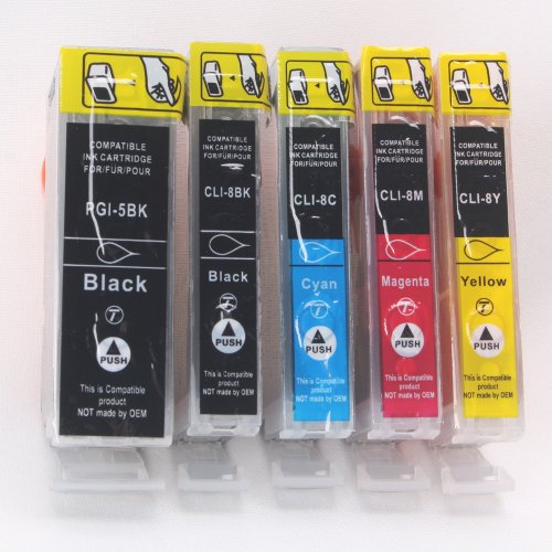 Silvertrade – 5 x kompatible Druckerpatronen mit CHIP & Füllstandsanzeige kompatibel zu PGI-5BK, CLI-8BK, CLI-8C, CLI-8M, CLI-8Y für Canon Pixma MP500 MP510 MP520 MP530 MP600 MP600R MP610 MP800 MP800R MP810 MP830 MP960 MP970 MX700 MX850 iP4200 iP5200
