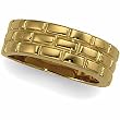 18K Yellow Gold Brick Design Tapered Wedding Band Duo - Gent's Ring