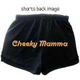 Flirty Diva Tees Woman's Fitness Workout Short Shorts-cheeky mamma-Black/Orange