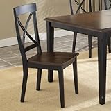 Hillsdale Englewood X Back Side Chair, Set of 2, Rubbed Black with Brown Ch ....