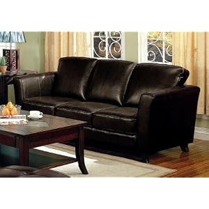 Dark Brown Bicast Leather Contemporary Design Sofa Couch