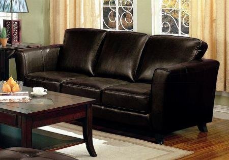 Dark Brown Bicast Leather Contemporary Design Sofa Couch