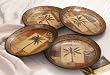 Set of 4 Decorative Tropical Ceramic Palm Tree Plates