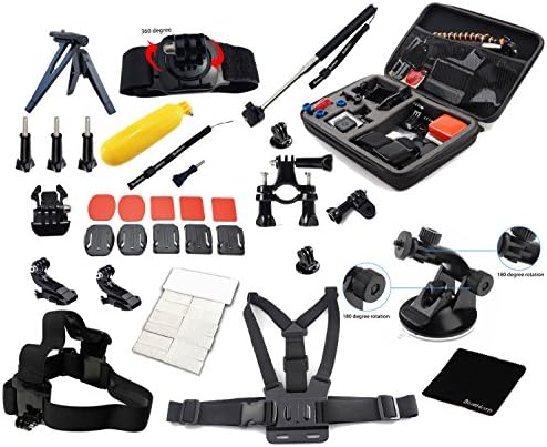 BlueHorn 31-in-1 Travel Kit for GoPro Hero 4 Black/Silver HD 3+ 3, Large Size Protective Bag + Chest Belt Strap + Head Belt Strap + Extendable Handle Monopod + Suction Cup Mount Holder + Floating Handle Grip + Wrist Holder + Bike Handlebar Holder + Tripod Stand + 2 Pack Surface J-Hook + 2 Pack Curved Adhesive Mounts + 3 Pack Flat Adhesive Mounts + 2 PCS Curved Surface + 3 PCS Flat Surface + Surface Mount + 2 Pack Tripod Adapter + 3 Pack Long Screw + 12 PCS Anti Fog Inserts + Cleaning Cloth