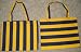 Yellow and Navy Blue Rugby Stripes (Striped) Cotton Reusable Handmade SMALL TOTE BAG: Book Bag, Gift Bag, Lunch Bag, School Bag, Shoe Bag