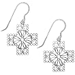 Sterling Silver Open Design Cross Dangle Earrings