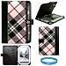 Pink Plaid Professional Portfolio Case Cover for Sony PRS-950 Daily Edition Electronic Digital e-Reader Wireless Reading Device + INCLUDES!!! Clear Screen Protector for SONY PRS950 Wireless e-Reader + SumacLife TM Wisdom Courage Wristband