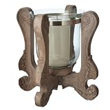 Lazy Susan Carved Wood Hurricane Small