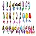 FREE FISHER 30pcs Feather Tail Spinner Lures Fishing Spoons Metal Fishing Lures Hard Baits Set for Bass, Trout, Salmon, Walleye, Perch, Crappie