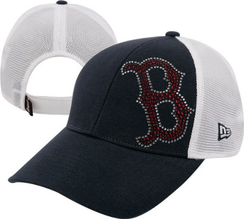 Boston Red Sox Women's Hat: New Era Jersey Shimmer Trucker Mesh Hat