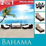 OUTDOOR BEAUTIFUL WICKER PATIO FURNITURE &DINING SET&2CANCUN CHAISE LOUNGES 17PC