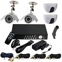 VideoSecu 4 Channel Audio Video H.264 Network DVR Stand Alone Real Time Digital Video Recorder Security Surveillance Camera System with 1500GB/1.5TB 3.5' SATA Hard Drive, 2 Night Vision IR Color 6mm Lens CCD Outdoor Bullet Security Cameras, 2 Mini-Dome 3.6mm Lens CCD Surveillance CCTV Camera, 4 Pack Security Camera Extension Cables, 1 Pre-Amp Mini Hidden Microphone, One 4 Channel Power Supply for Cameras 1VI