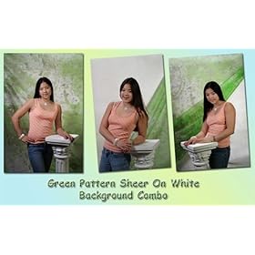 DMKFoto Green Sheer on White Studio Background Combo -