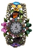 TimerMall OEM - Montre Femme - Quartz - Acier inoxydable - El??gant color??s fleur bleue du Rhin Analogique Sport Watches