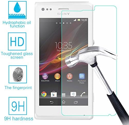 Sony Xperia M C1904 C1905 Tempered Glass Screen Protector Guard,Bubble-free Anti-Scratch Ultra Clear 9H Premium Tempered Glass 0.26mm HD Screen Protector Film for Sony Xperia M C1904 C1905