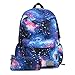 Artone Blue Universe Casual Daypack with Galaxy Pencil Case Set