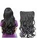 Eastlion New One Piece Sexy Women's High Quality Natural Fashion Curly Hair-Long Beautiful Synthetic Thick Hair Extensions 5clips Clip (Black)