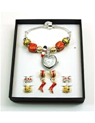 Toc Beadz Ladies Red and Gold High Heeled Shoe Bead Charm Bracelet