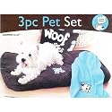 3pc Pet Set Teal / Chocolate Brand New Includes Faux Suede pet Bed, Fleecy Blanket And Applique Towel