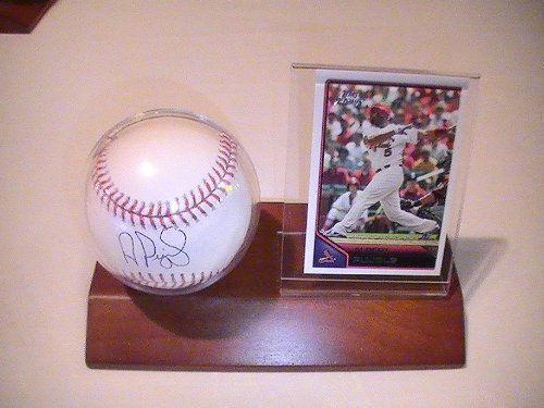Albert Pujols St. Louis Cardinals Signed Autographed Baseball & Wood Case Plus Card Coa