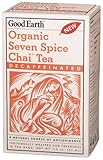 Good Earth Organic Seven Spice Chai Decaffeinated, Black Tea And Spices,18 Count Tea Bags, 1.30-Ounce Boxes (Pack of 6)