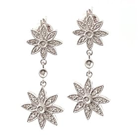 Sterling Silver Diamond Flower Earrings