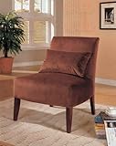 Lounge Chair with Accent Pillow in Chocolate Velvet - Coaster
