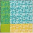 Durable Woven Jacquard 100% Cotton Paisley Aqua and Yellow Tablecloth 60x60 Inches