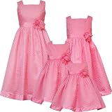 Rare Editions Baby/Infant Girls 3M-24M 2-Piece CORAL-PINK WHITE FLOCK DOT MESH OVERLAY Special Occasion Wedding Flower Girl Easter Birthday Party Dress